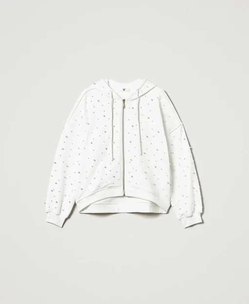 Asymmetrische Sweatjacke Mit Perlen
