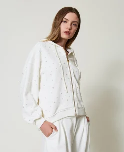 Asymmetrische Sweatjacke Mit Perlen