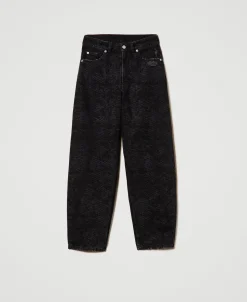 Barrel-Fit-Jeans Mit Schlangenprint