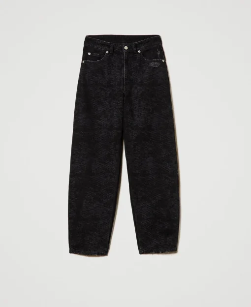 Barrel-Fit-Jeans Mit Schlangenprint