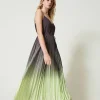 Bedrucktes Maxi-Plisseekleid Aus Georgette