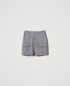 Bermudashorts Mit Nadelstreifen Und Taschen