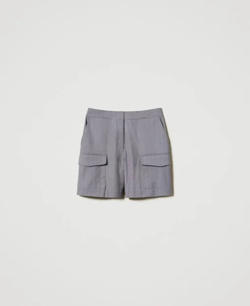 Bermudashorts Mit Nadelstreifen Und Taschen