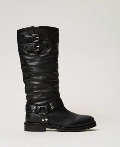 Bikerstiefel „Darcy“ Aus Leder Mit Riemen
