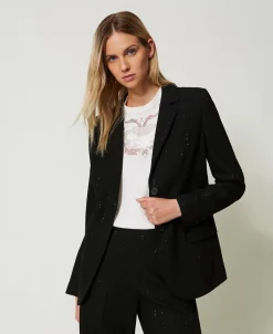 Blazer Aus Tuch Mit Pailletten