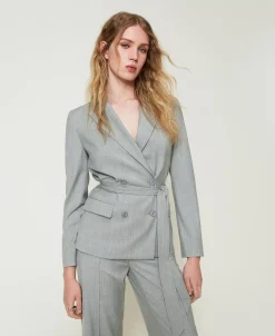 Blazer Aus Wollmischung Mit Gürtel