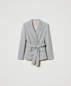Blazer Aus Wollmischung Mit Gürtel