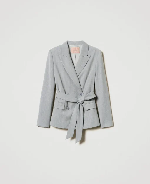 Blazer Aus Wollmischung Mit Gürtel