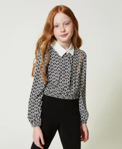 Bluse Aus Crêpe De Chine Mit Print