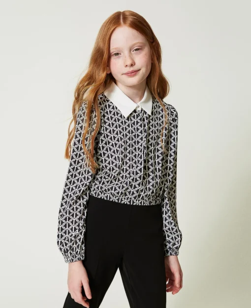 Bluse Aus Crêpe De Chine Mit Print