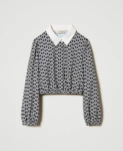 Bluse Aus Crêpe De Chine Mit Print