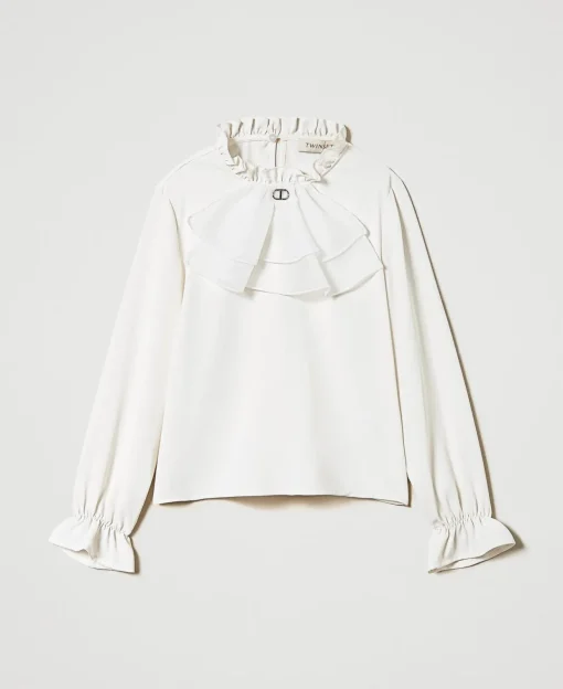 Bluse Aus Crêpe De Chine Mit Jabot