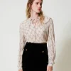 Bluse Aus Krepon Mit Schleifenprint