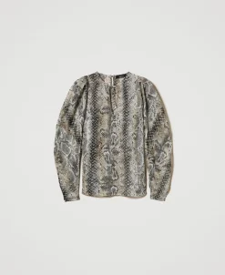 Bluse Aus Krepon Mit Schlangenprint