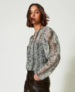Bluse Aus Krepon Mit Schlangenprint