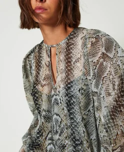 Bluse Aus Krepon Mit Schlangenprint