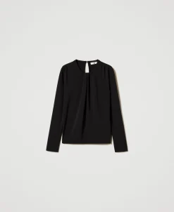 Bluse Aus Kreppjersey Mit Faltenwurf