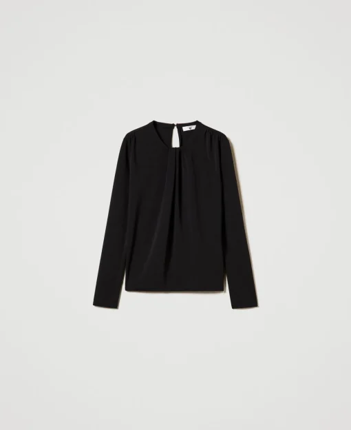Bluse Aus Kreppjersey Mit Faltenwurf