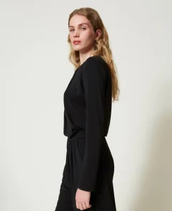 Bluse Aus Kreppjersey Mit Faltenwurf