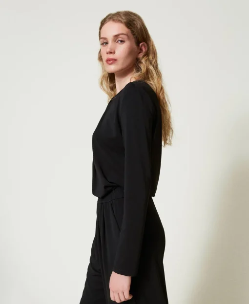 Bluse Aus Kreppjersey Mit Faltenwurf