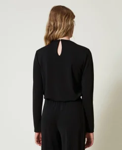 Bluse Aus Kreppjersey Mit Faltenwurf