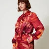 Bluse Aus Satin Mit Blumendessin