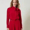 Bluse Aus Seidenmischung Mit Schleife