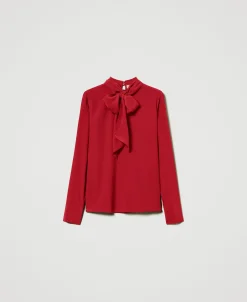 Bluse Aus Seidenmischung Mit Schleife