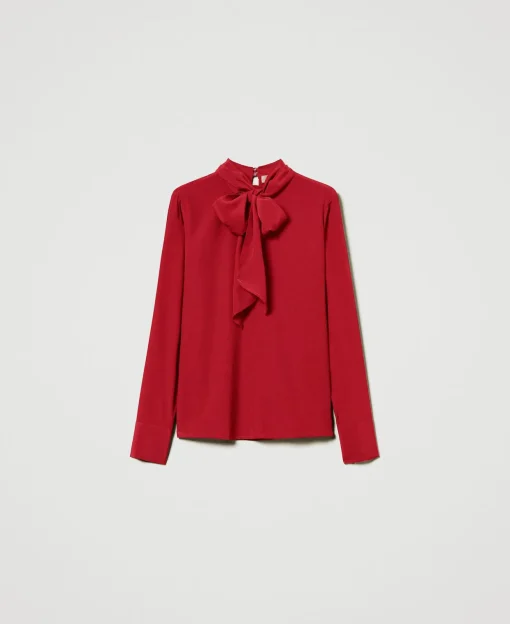 Bluse Aus Seidenmischung Mit Schleife