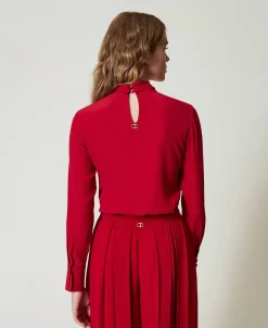 Bluse Aus Seidenmischung Mit Schleife