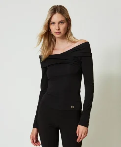 Bluse Mit Gerafftem Ausschnitt
