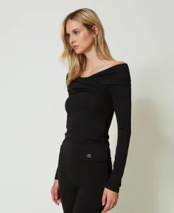 Bluse Mit Gerafftem Ausschnitt