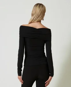 Bluse Mit Gerafftem Ausschnitt