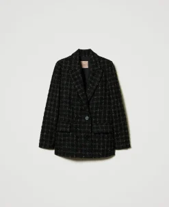 Boucléblazer Mit Karomuster