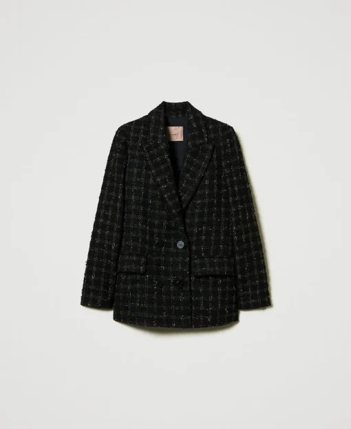 Boucléblazer Mit Karomuster