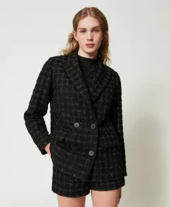Boucléblazer Mit Karomuster