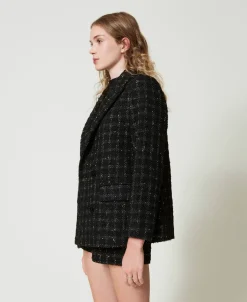 Boucléblazer Mit Karomuster