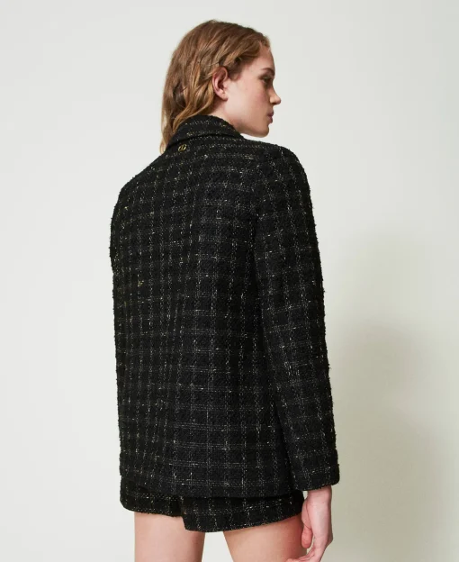 Boucléblazer Mit Karomuster