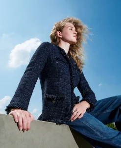 Boucléjacke Mit Logoknöpfen