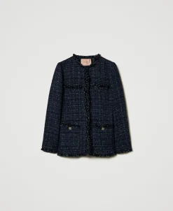 Boucléjacke Mit Logoknöpfen