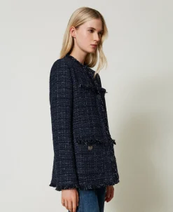 Boucléjacke Mit Logoknöpfen