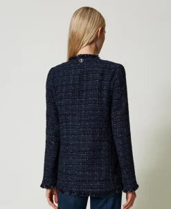 Boucléjacke Mit Logoknöpfen
