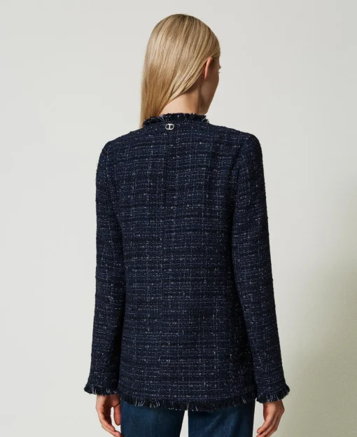 Boucléjacke Mit Logoknöpfen
