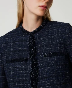 Boucléjacke Mit Logoknöpfen