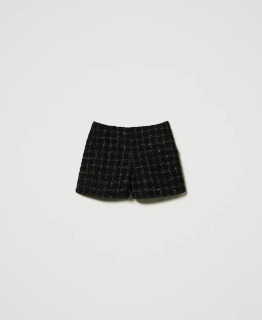 Boucléshorts Mit Karomuster