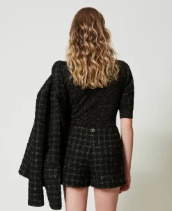 Boucléshorts Mit Karomuster