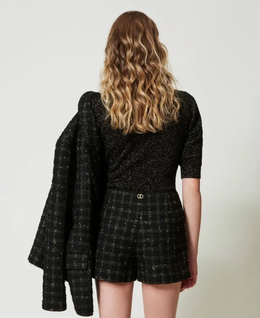 Boucléshorts Mit Karomuster