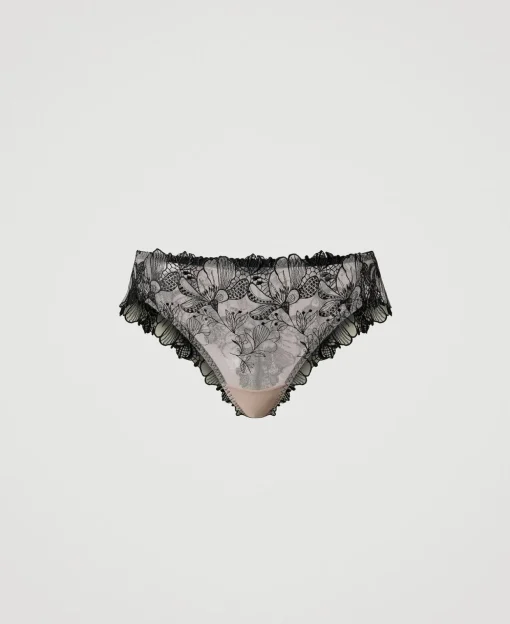 Brazilian-Slip Aus Besticktem Tüll