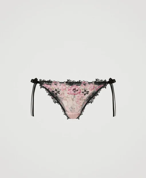Brazilian-Slip Aus Tüll Mit Schleifen