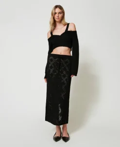 Cardigan Aus Treeblend-Garn Mit Zopfmustern
